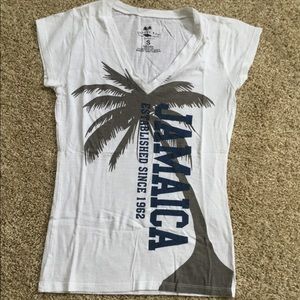 Groovy Bay White Jamaica V-neck Short Sleeve Tee